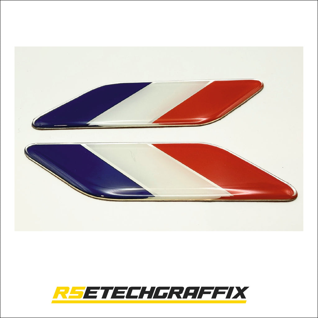 Universal French Flag Self Adhesive Resin Badges (pair)