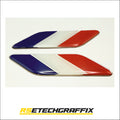 Universal French Flag Self Adhesive Resin Badges (pair)