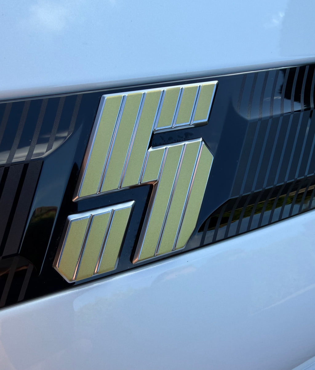 Satin Gold Renault 5 Etech Rear Badge Overlay Graphic