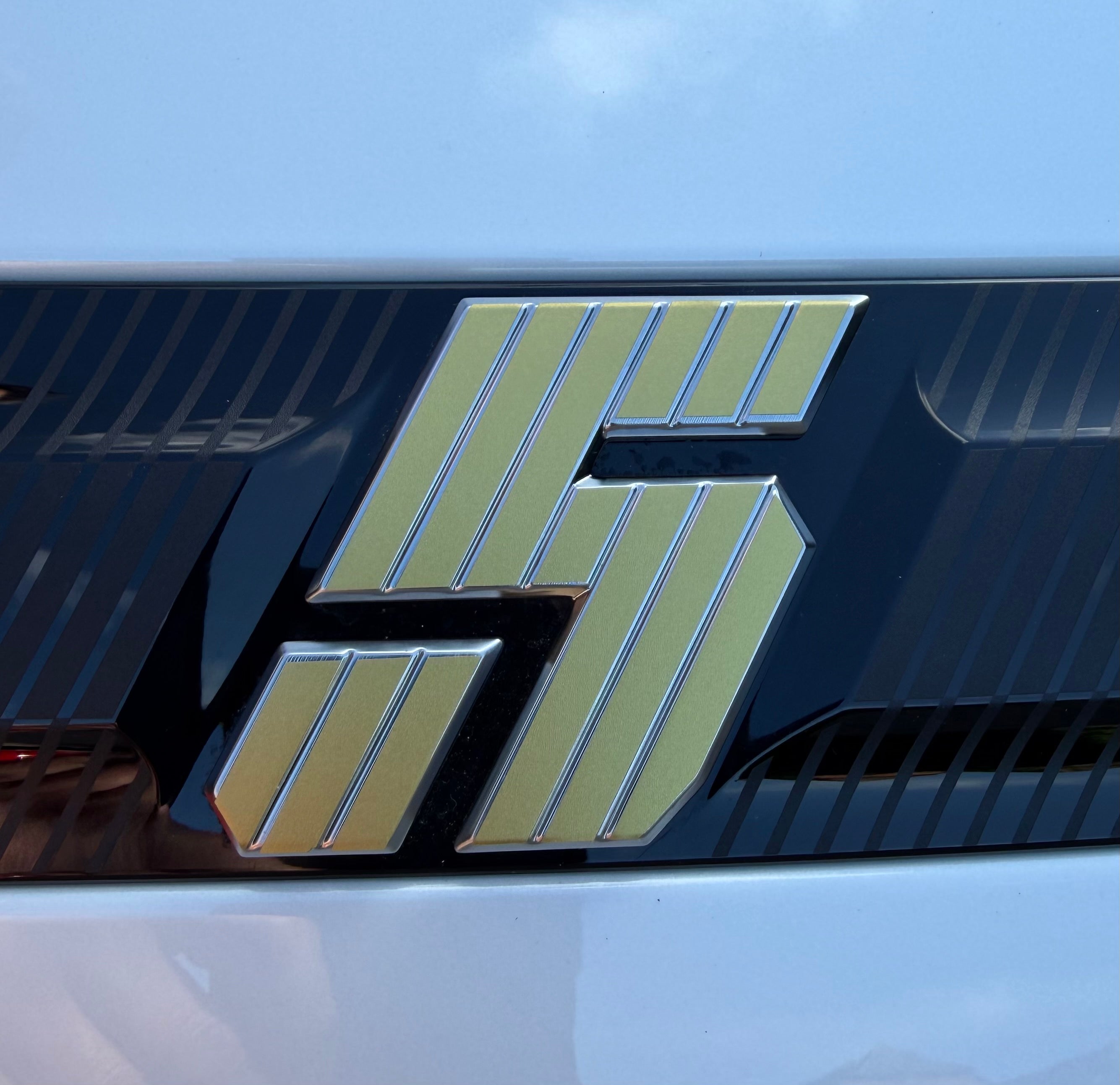 Satin Gold Renault 5 Etech Rear Badge Overlay Graphic