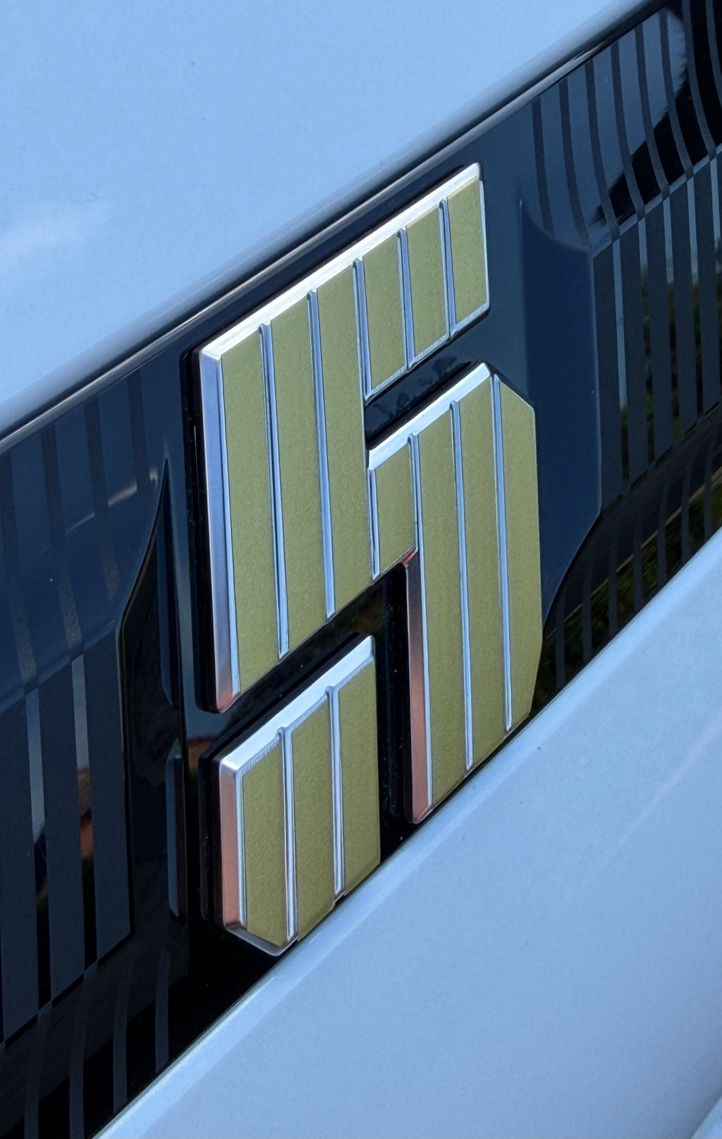 Satin Gold Renault 5 Etech Rear Badge Overlay Graphic