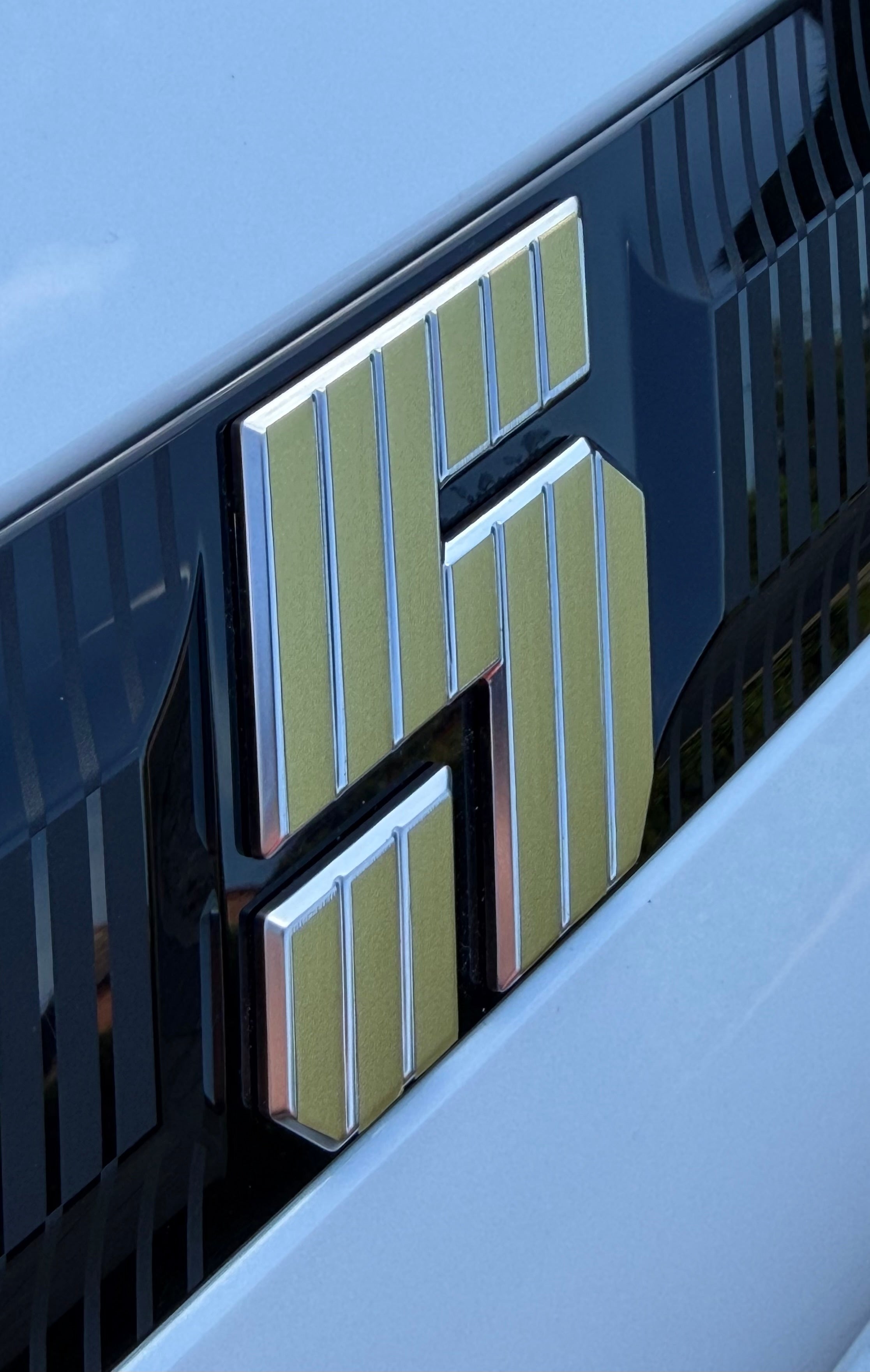Satin Gold Renault 5 Etech Rear Badge Overlay Graphic