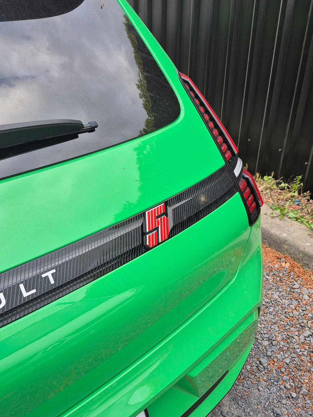 Roofline Red Renault 5 Etech Rear Badge Overlay Graphic