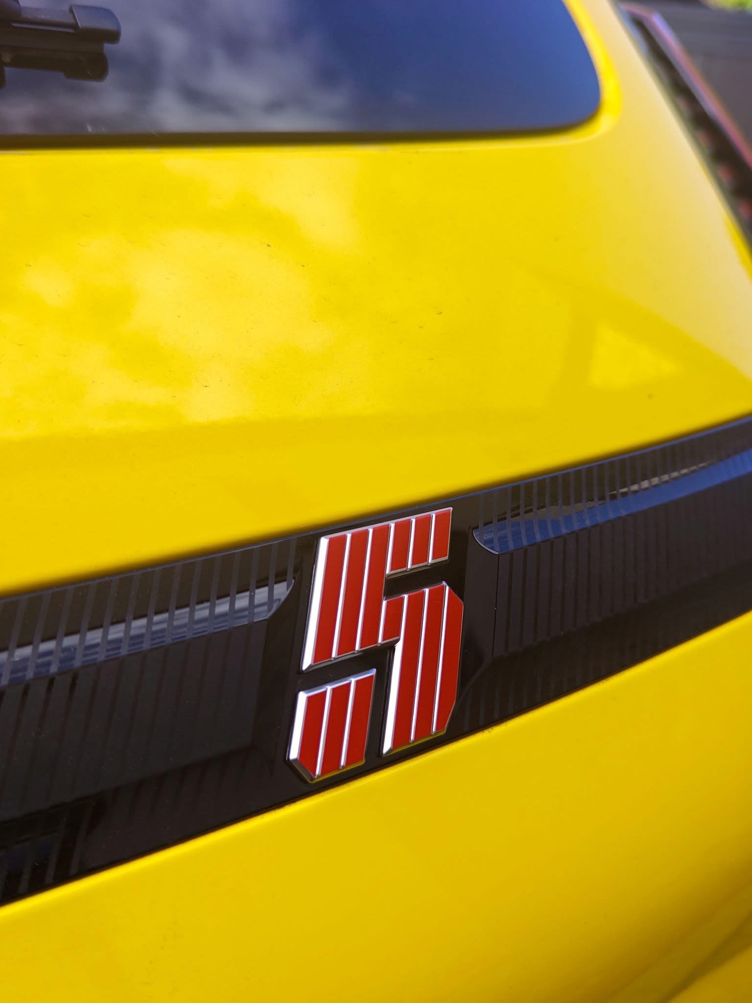 Roofline Red Renault 5 Etech Rear Badge Overlay Graphic