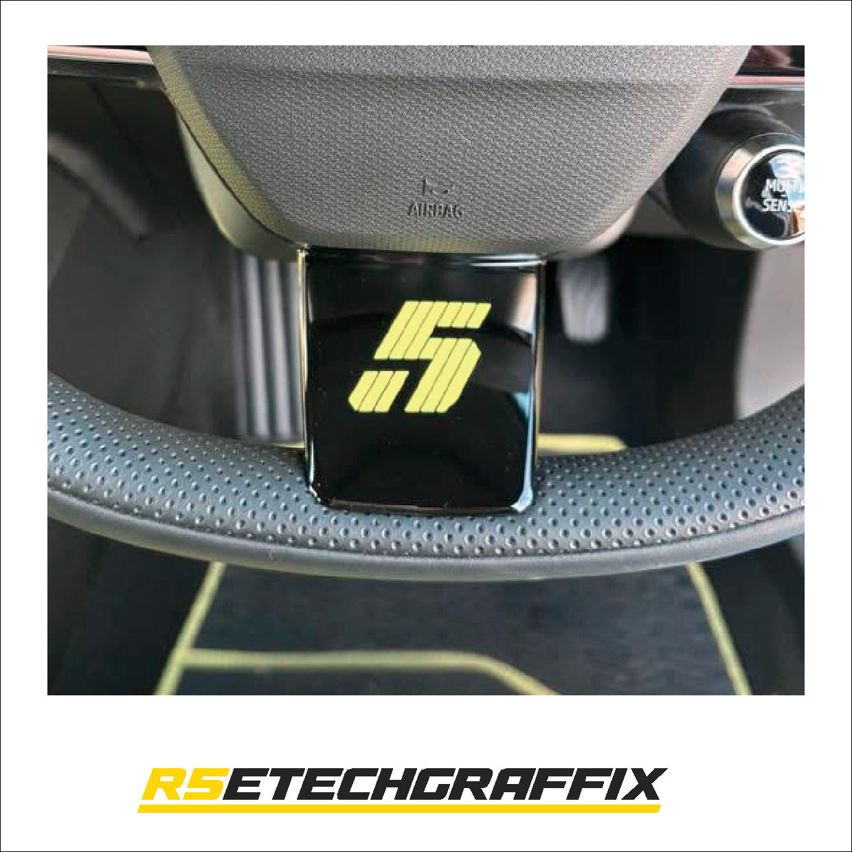 Renault 5 Etech Steering Wheel Graphic - Yellow