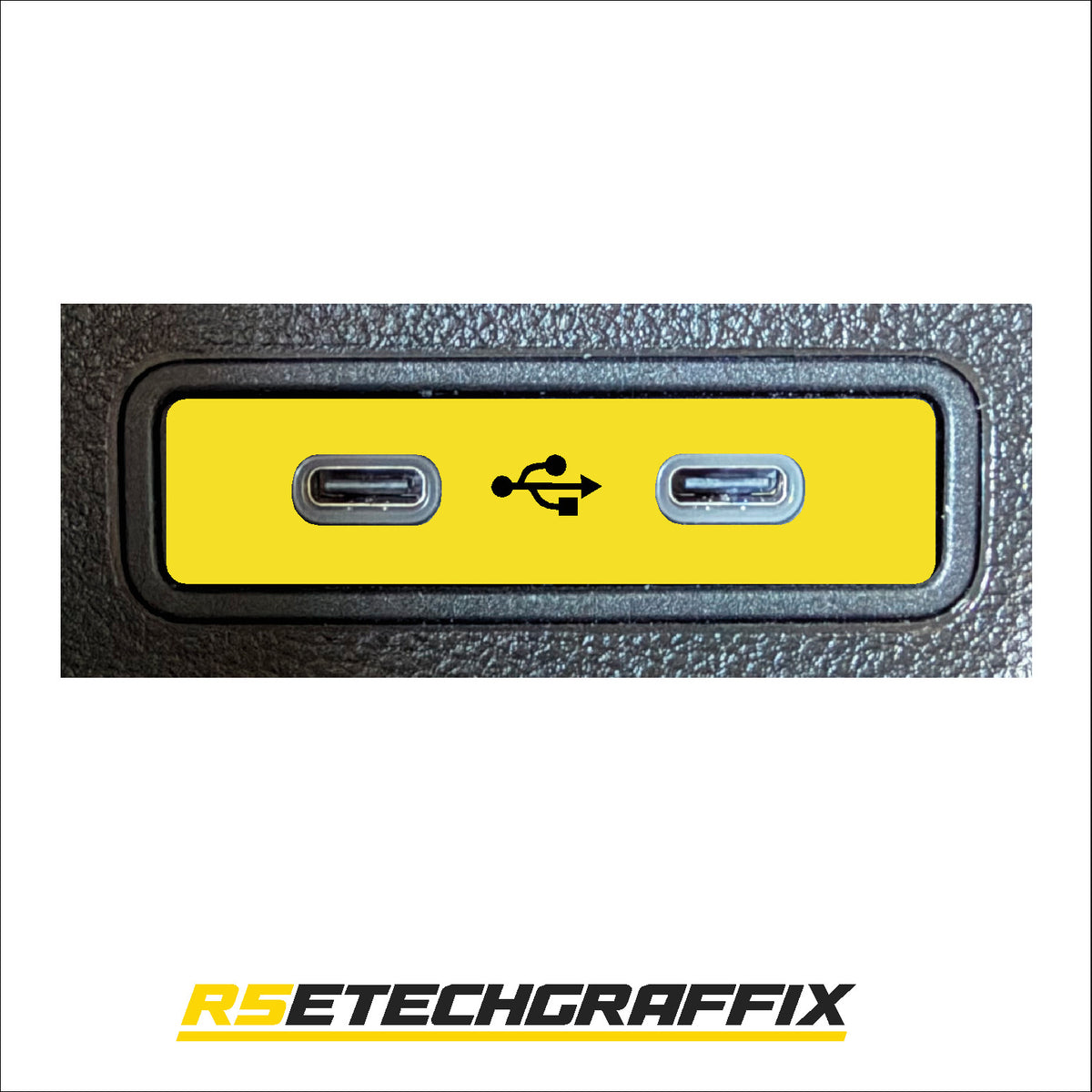 Yellow Renault 5 Etech Front USB Port Overlay Graphic