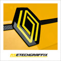 Yellow Renault 5 Etech Front Badge Overlay Graphic