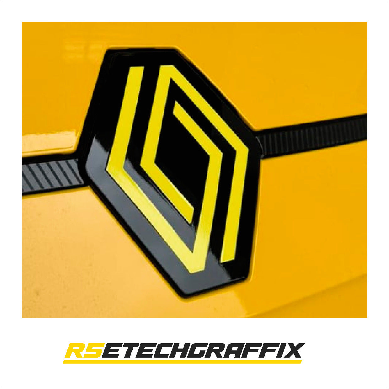 Yellow Renault 5 Etech Front Badge Overlay Graphic