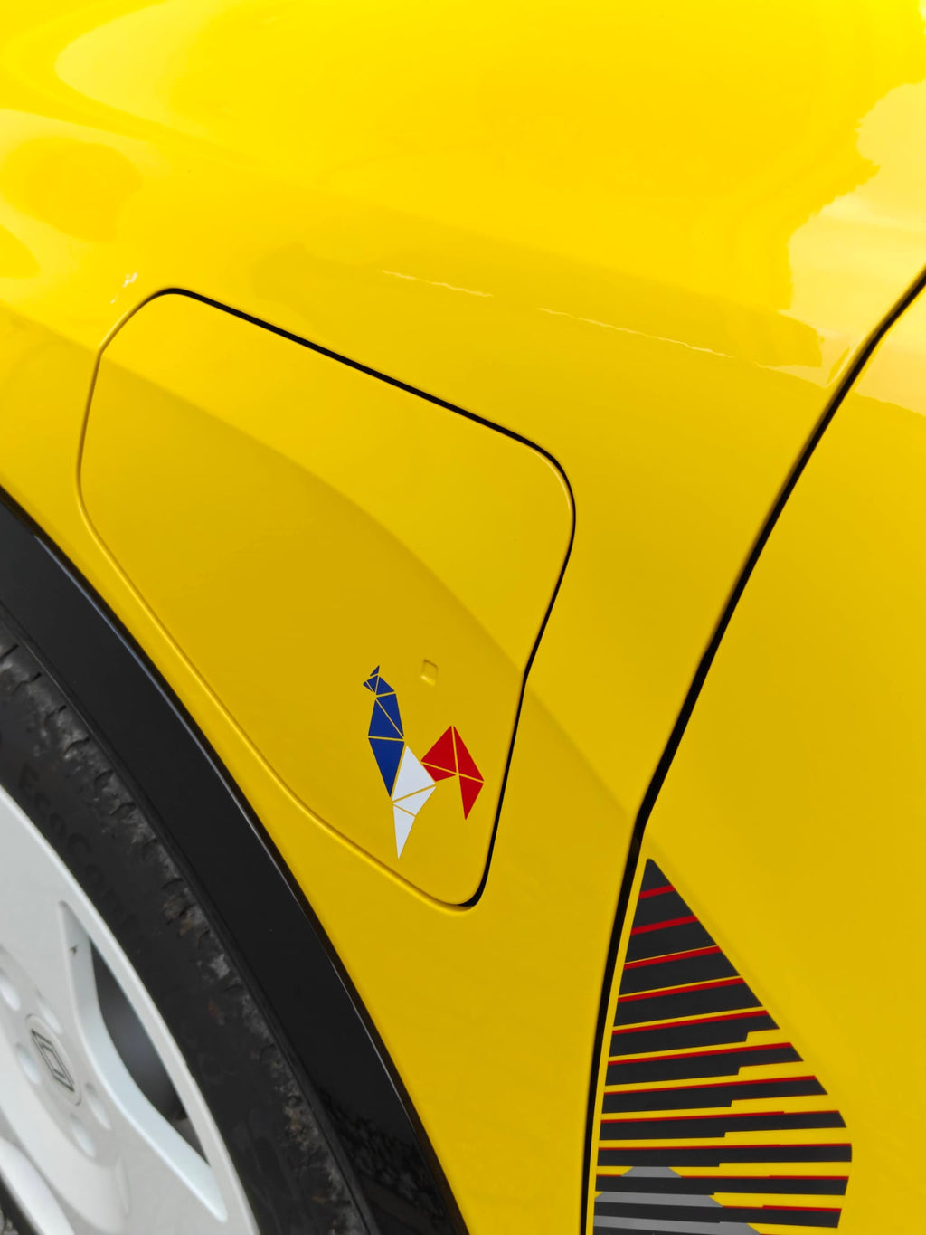 French Flag Renault 5 Charging Flap Cockerel