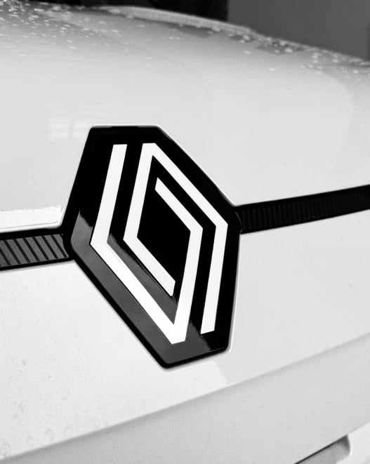 White Renault 5 Etech Front Badge Overlay Graphic